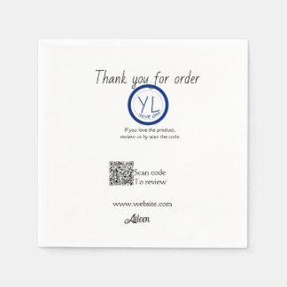Google review business logo website scan QR code Napkin