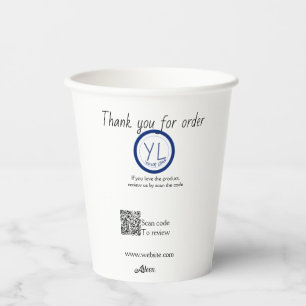 Google review business logo website scan QR code Paper Cups