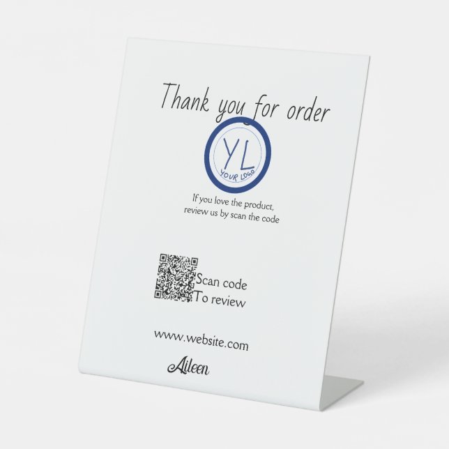 Google review business logo website scan QR code Pedestal Sign (Front)
