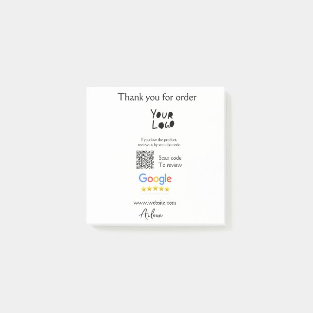 Google review business logo website scan QR code Post-it Notes (Front)