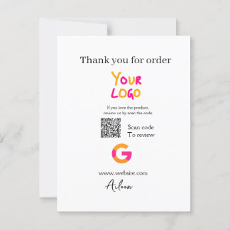 Google review business logo website scan QR code Postcard