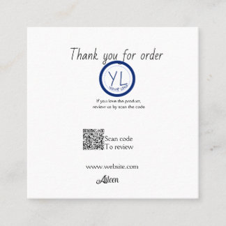 Google review business logo website scan QR code Square Business Card