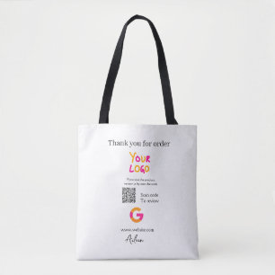 Google review business logo website scan QR code Tote Bag