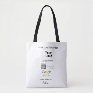 Google review business logo website scan QR code Tote Bag
