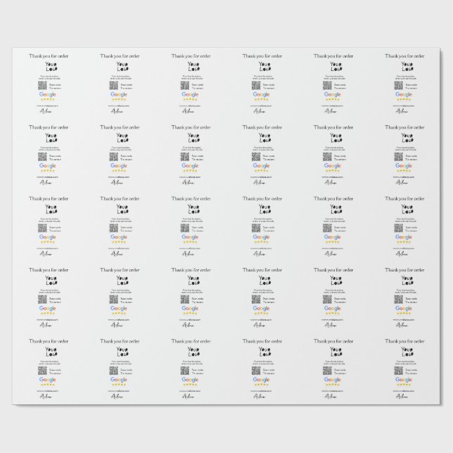 Google review business logo website scan QR code Wrapping Paper (Flat)