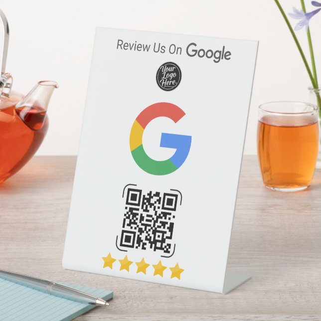 Google Review Business Stand with QR Pedestal Sign (In SItu)