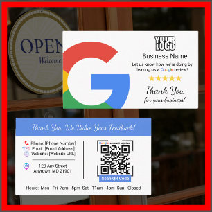 Google Review Card Template With QR Code Link