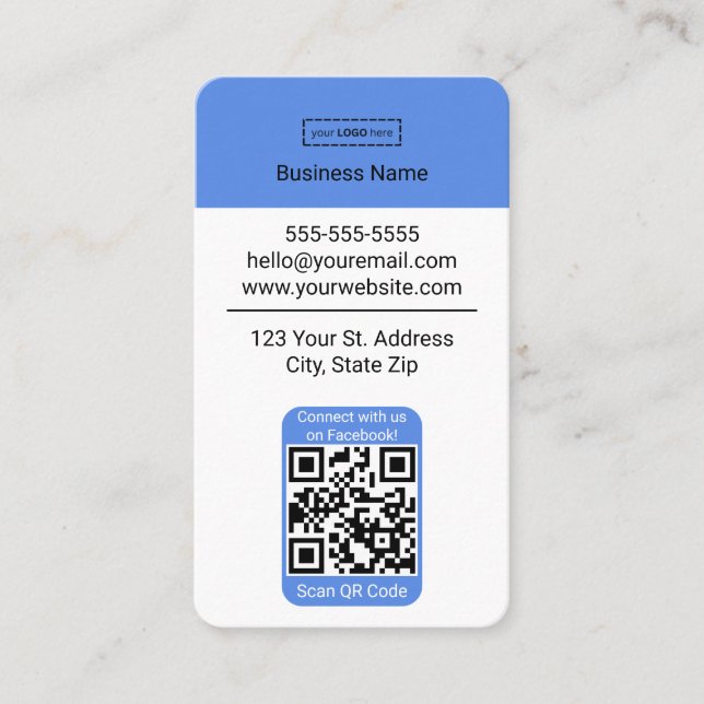 Google Review Facebook Connect Template w/ QR Code Business Card (Front)