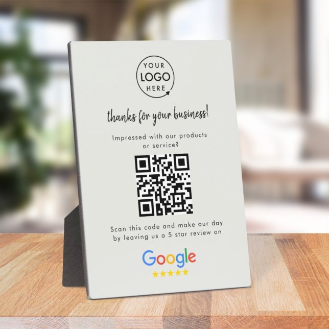 Google Review Link | QR Code Grey Business Reviews Plaque (Creator Uploaded)