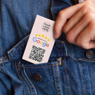 Google Review My Business 5 Star Qr Code Pink Card
