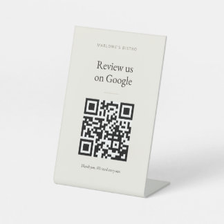 Google Review Pedestal Sign - Classic Cream