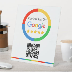 Google Review QR Code 5 Star Pedestal Sign