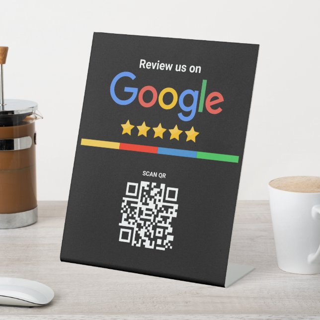 Google Review QR Code Black Pedestal Sign (In SItu)