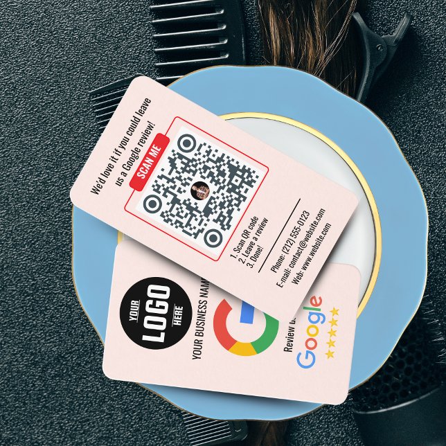 Google Review QR Code Business Card Template (Google Review QR Code Business Card - Black and Orange template )