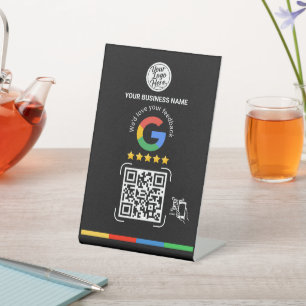 Google Review QR Code Business Name Pedestal Sign