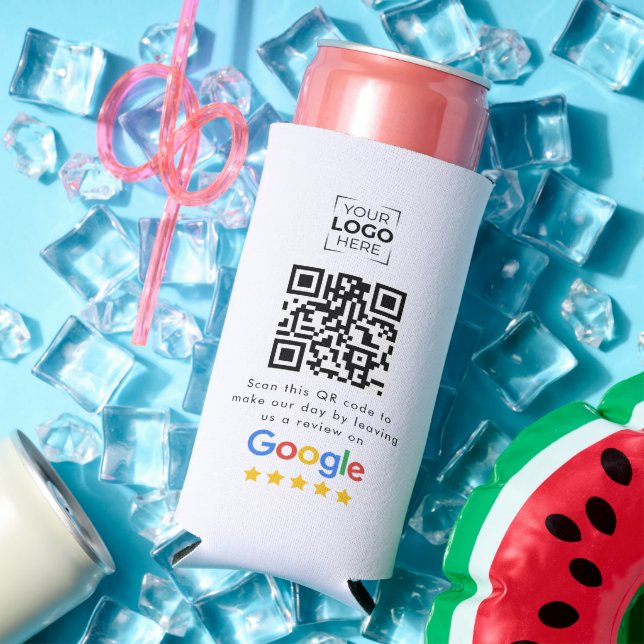 Google Review QR Code Business Review Seltzer Can Cooler (In Situ Summer)