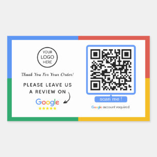 Google Review QR Code   Business Review Us Rectangular Sticker