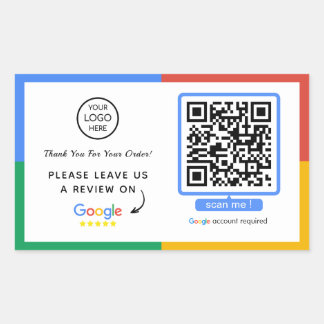 Google Review QR Code | Business Review Us Rectangular Sticker