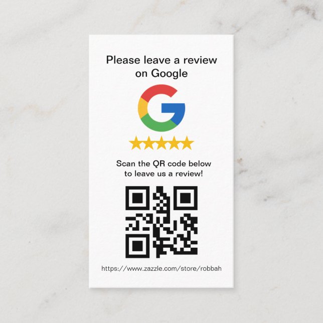 Google Review QR Code Cards,Review Sign Business Card (Front)