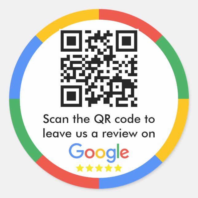 Google Review QR Code Classic Round Sticker (Front)