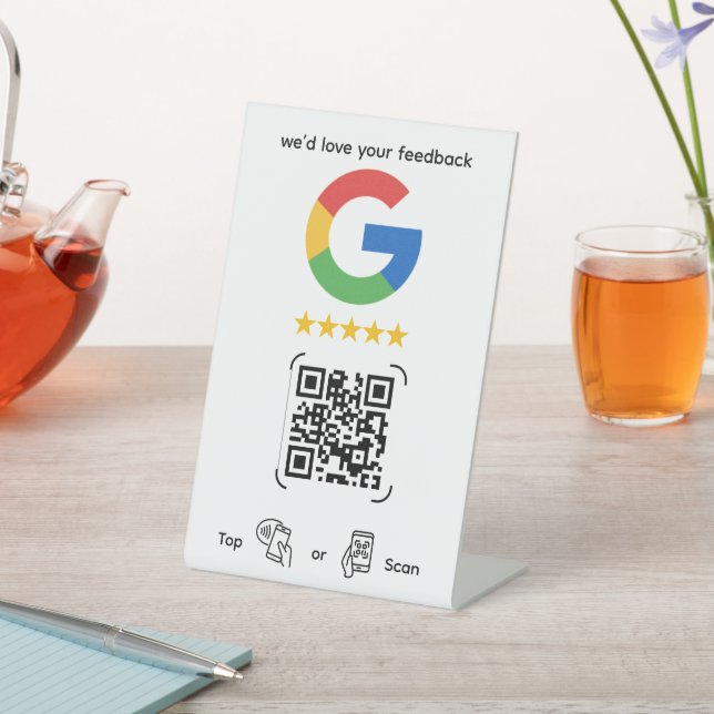 Google Review QR Code |Direct Business Review Link Pedestal Sign (In SItu)