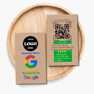 Google Review QR Code Link Kraft Rustic Business Card