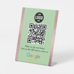 Google Review QR Code Pedestal Sign for Business