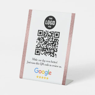 Google Review QR Code Pedestal Sign for Business