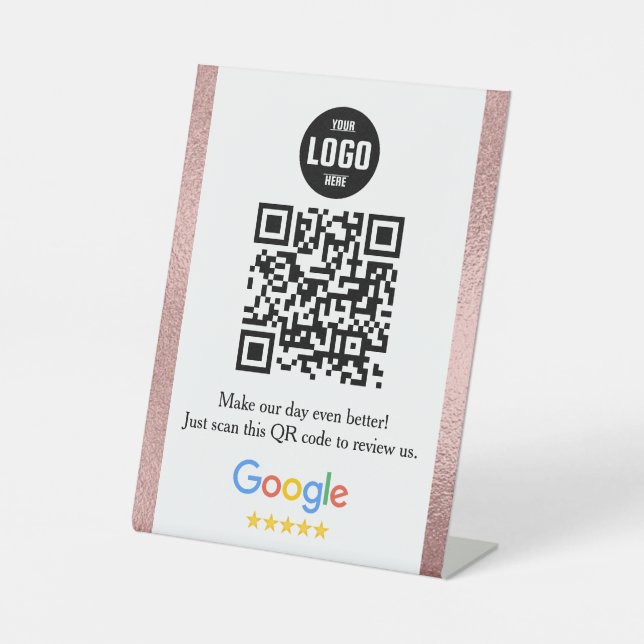 Google Review QR Code Pedestal Sign for Business (Front)