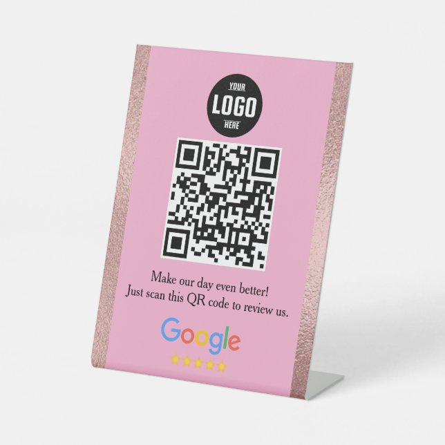 Google Review QR Code Pedestal Sign for Business (Front)