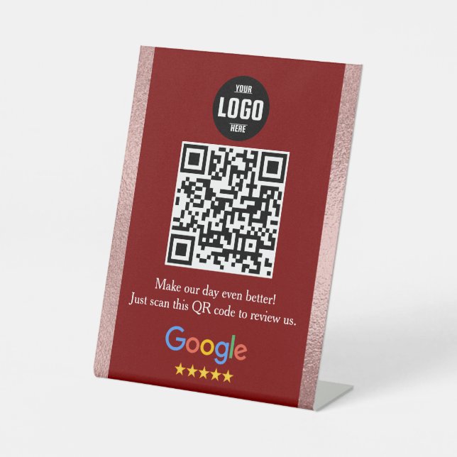 Google Review QR Code Pedestal Sign for Business (Front)