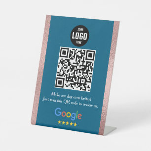 Google Review QR Code Pedestal Sign for Business