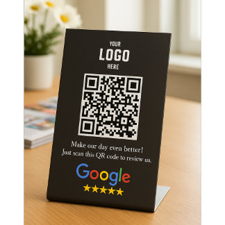 Google Review QR Code Pedestal Sign for Business
