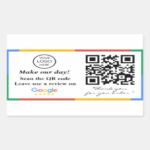 Google Review QR Code  Rectangular Sticker