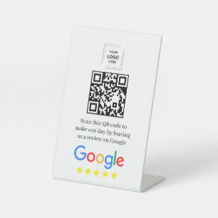 Google Review QR Code Tabletop Display Style Pedestal Sign