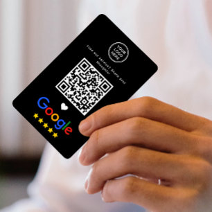 Google Review QR Code Thank You Sleek Black Business Card