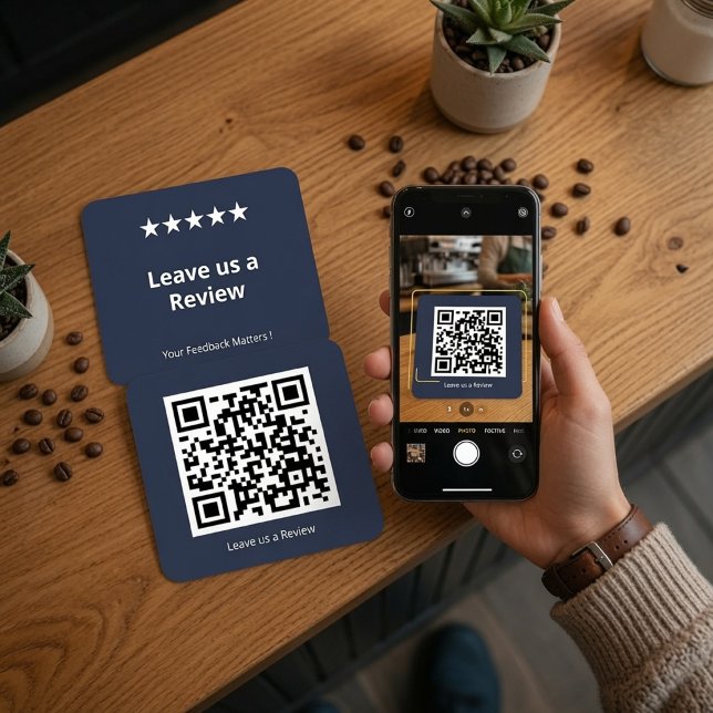 Google Review QR CodeCustom Leave Us a Review Square Business Card (Creator Uploaded)
