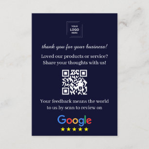 Google Review QR Feedback Business Insert Card