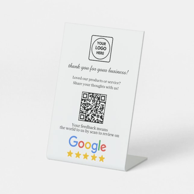 Google Review QR Link Modern Display Pedestal Sign (Front)