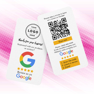 Google Review Request Card with Logo and QR Code