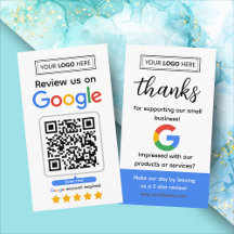 Google Review Request Card with Logo and QR Code