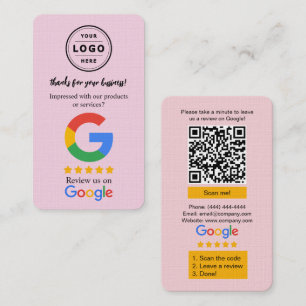 Google Review Request Card  with Logo and QR Code