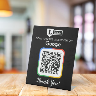 Google Review Request Card with Logo and QR Code Pedestal Sign