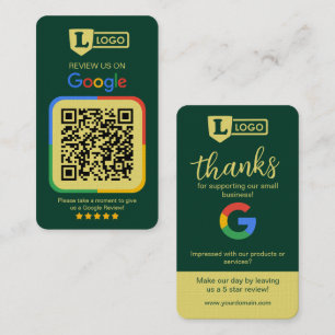 Google Review Request Card with QR Code Emerald