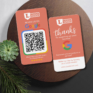 Google Review Request Card with QR Code Terracotta