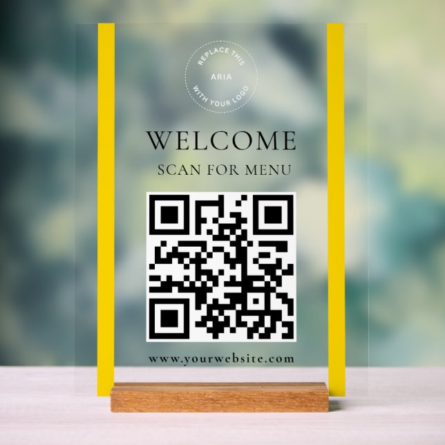 Google Review Request | QR Code Business Logo Acrylic Sign (Neutral)