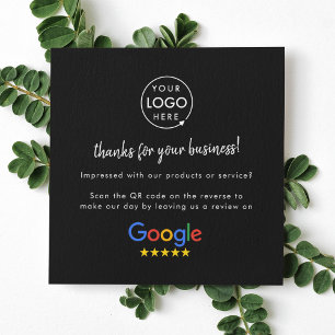 Google Review us Black Business Thank You QR Code Square Business Card