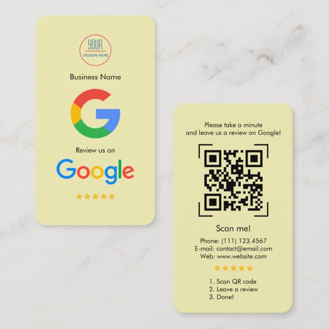 Google Review With QR Code Link Business Card (Front/Back)