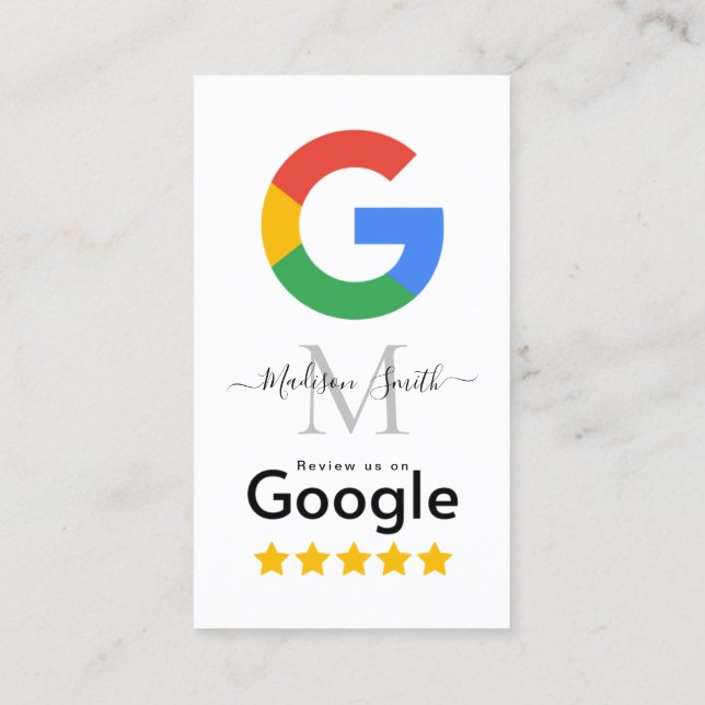 Google Review With QR Code Link Business Card (Back)