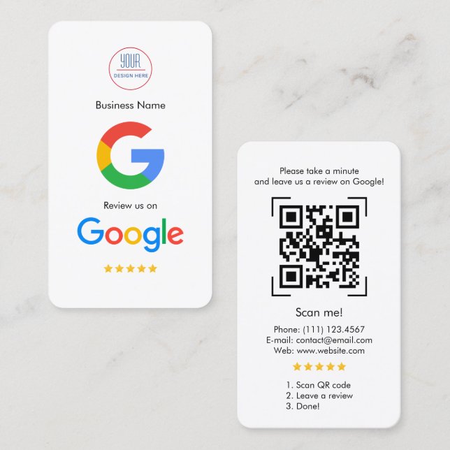 Google Review With QR Code Link Business Card (Front/Back)